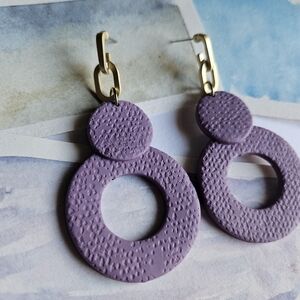Elegant Mauve Circle Drop Earrings